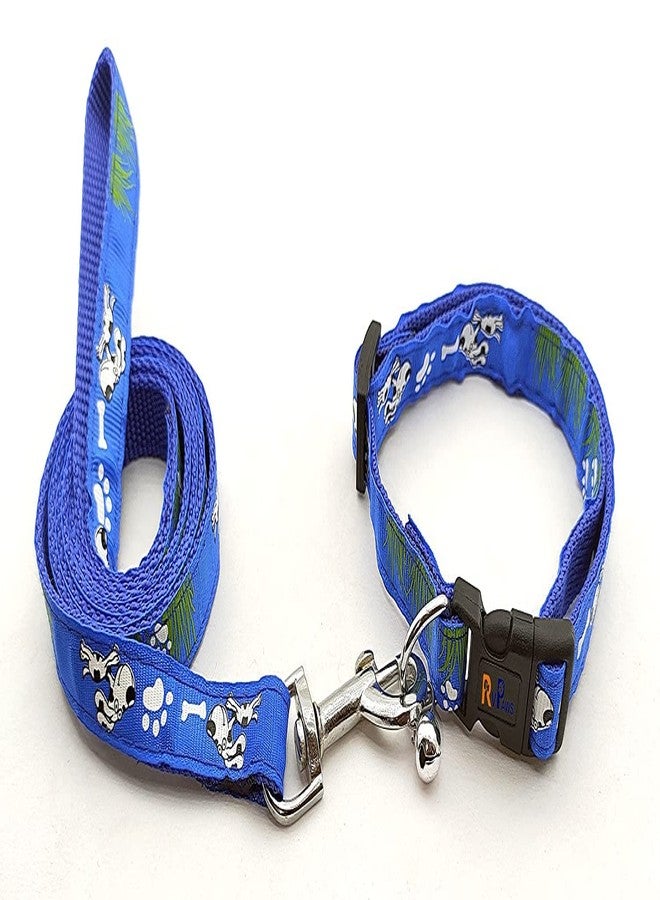 Pups&Pets Printed Nylon Collar Leash Set Adjustable 15 MM, Ideal for All Breed Small Dog & Puppies - (Blue, Pattern 05) - Image 4